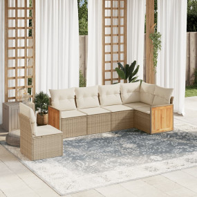 Garden Sofa Set Beige PE Rattan Large Adjustable Feet