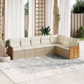 Garden Sofa Set Beige PE Rattan Large Modular Garden So...