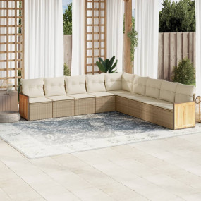 Garden Sofa Set Beige PE rattan Large Modular Garden So...