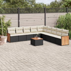 Garden Sofa Set Black PE rattan 10 Piece Set