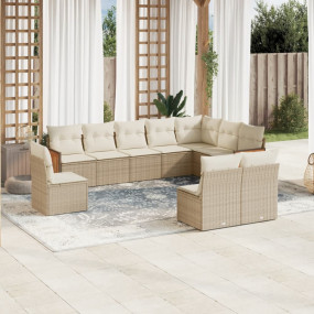 Garden Sofa Set Beige PE rattan Large Adjustable Feet