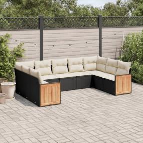 Garden Sofa Set Black with cream white cushions