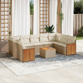 Garden Sofa Set Beige PE Rattan Big Removable Covers