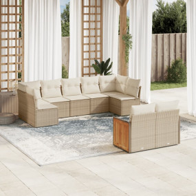 Garden Sofa Set Beige with Cream White Cushions