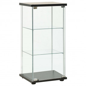 Storage Cabinet Black and Clear Toughened Glass and Eng...