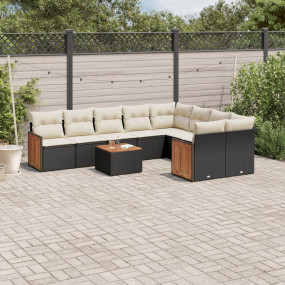 Garden Sofa Set Black, Cream