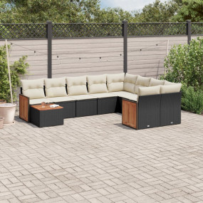 Garden Sofa Set Black, Cream PE Rattan L Modular