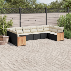 Garden Sofa Set Black PE rattan 10 Piece Set Adjustable...