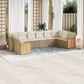 Garden Sofa Set Beige PE Rattan, Powder-Coated Steel, P...