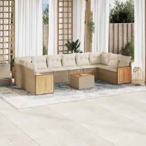 Garden Sofa Set Beige PE rattan 135.4 x 69.3 x 27.2 in
