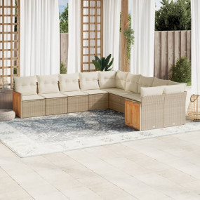 Garden Sofa Set Beige Poly Rattan, Powder-coated Steel ...