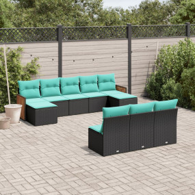 Patio Sofa Set Black, Blue