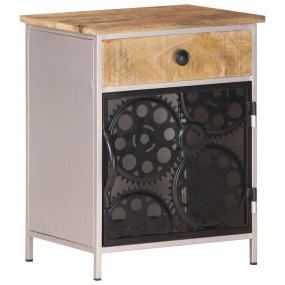 Bedside Cabinet Rough mango wood with natural finish, s...