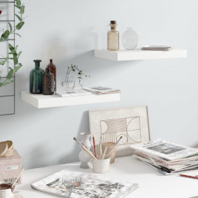 Wall Shelf Set of 2 High gloss white Honeycomb MDF, met...