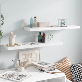 Wall Shelf Set of 2 High gloss white Honeycomb MDF, met...