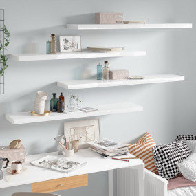 Wall Shelf Set of 4 High gloss white Honeycomb MDF, met...