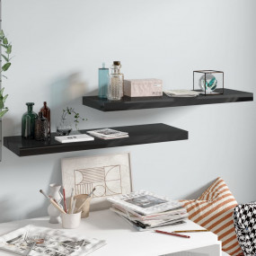 Wall Shelf Set of 2 High gloss black Honeycomb MDF, met...
