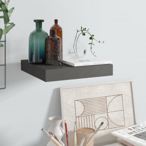 Wall Shelf High gloss grey Honeycomb MDF, metal 9.1 x 9...