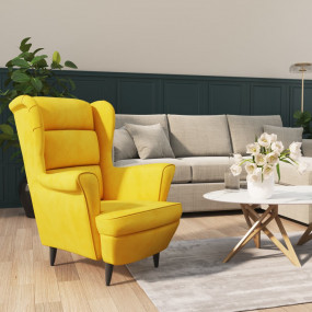 Armchair Mustard Yellow Velvet (100% polyester), plywoo...