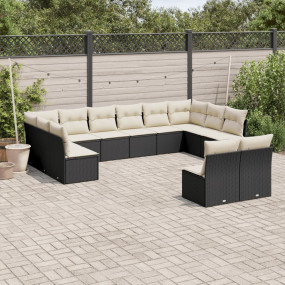 Garden Sofa Set Black PE Rattan Large Modular Garden So...