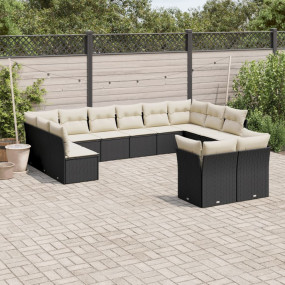 Garden Sofa Set Black Poly Rattan Large Modular Garden ...