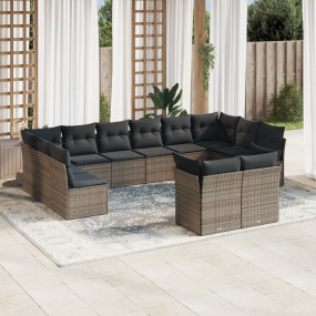 Garden Sofa Set Grey PE rattan 12 piece set Modular