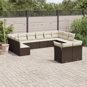 Garden Sofa Set Brown and Cream White
