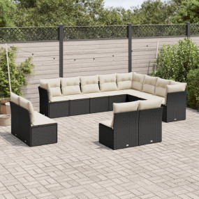 Garden Sofa Set Black PE rattan Large Modular Garden So...