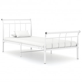 Bed Frame White Powder-coated Metal Twin Durable Bed Fr...