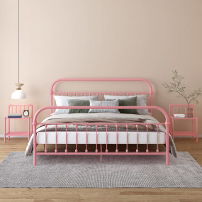 Bedside Cabinet Set of 2 Pink and Transparent