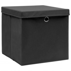 Storage Box Set of 10 Black Non-woven fabric Medium Fol...