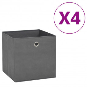 Storage Box Set of 4 Gray Non-woven fabric 11.0x11.0x11...