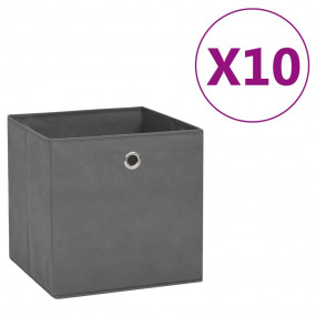 Storage Box Set of 10 Gray Non-woven Fabric Collapsible
