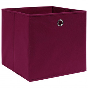 Storage Box Set of 4 Dark Red Non-woven fabric