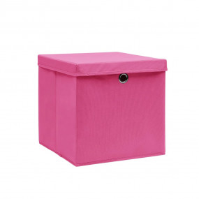 Storage Box Set of 10 Pink Non-woven fabric 11.0x11.0x1...