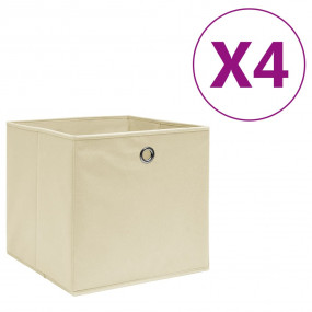 Storage Box Set of 4 Cream Non-woven fabric 11x11x11 in