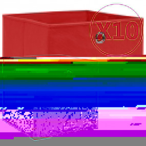 Storage Box Set of 10 Red Non-woven fabric 11.0 x 11.0 ...