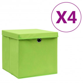 Storage Box Set of 4 Green Non-woven fabric Small Colla...