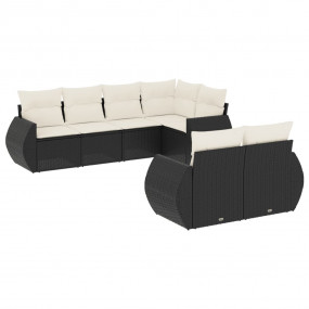 Garden Sofa Set Black and Cream White