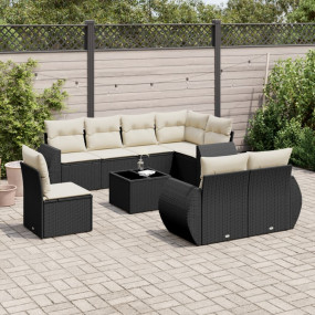 Garden Sofa Set Black Poly Rattan Large Modular Garden ...