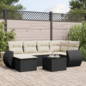 Garden Sofa Set Black Sofa, Cream White Cushions