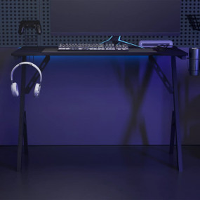 Gaming Desk Black Engineered wood, iron Medium Ergonomi...