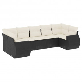 Garden Sofa Set Black PE rattan, powder-coated steel, 1...