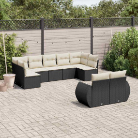 Garden Sofa Set Black and Cream White