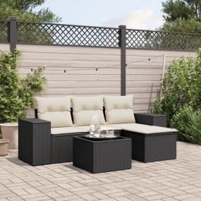 Garden Sofa Set Black PE rattan Average Modular Garden ...