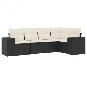 Garden Sofa Set Black and Cream White