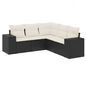Garden Sofa Set Black, Cream White Poly Rattan, Powder-...