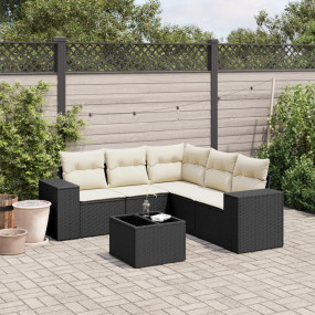Garden Sofa Set Black PE rattan, powder-coated steel, t...