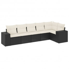 Garden Sofa Set Black PE rattan Large Adjustable Feet