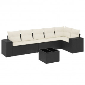 Garden Sofa Set Black PE rattan Large Adjustable Armres...